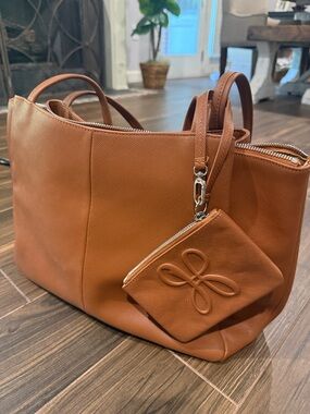 Hobo Tote Bag in Saddle Brown with Detachable Pouch